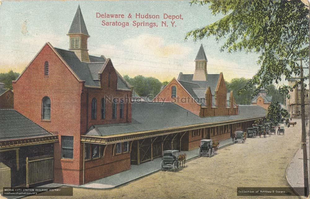 Postcard: Delaware & Hudson Depot, Saratoga Springs, New York